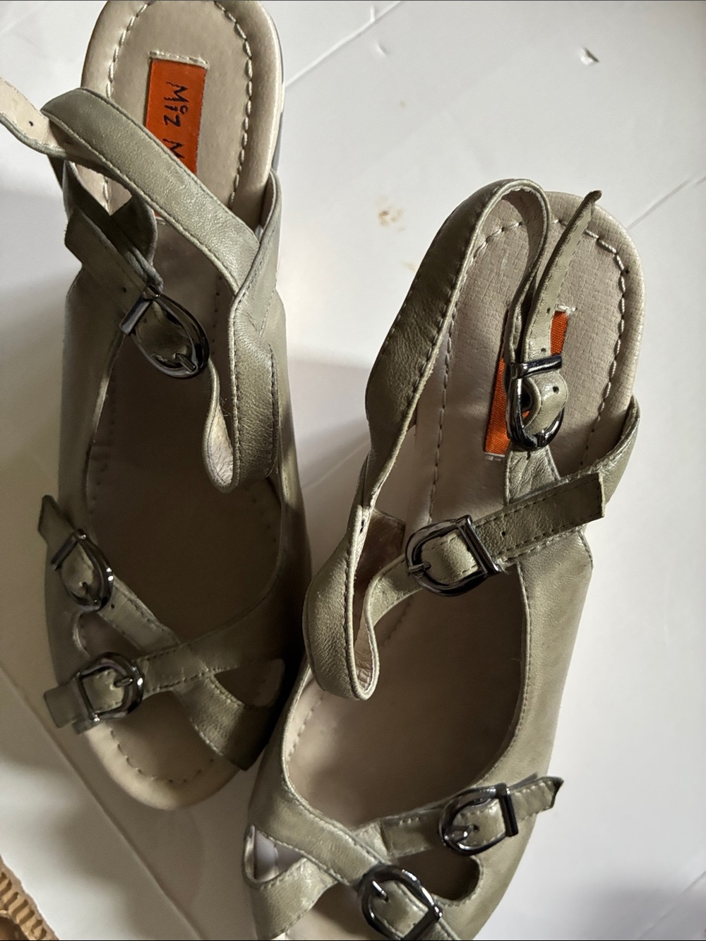 Miz Mooz Olive Green Buckle Heeled Sandals